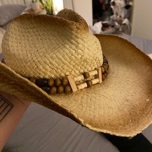 Tan cowboy hat, straw